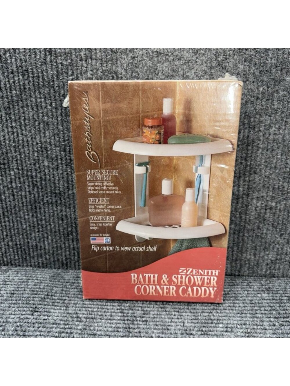 Zenith Bathstyles Corner Caddy Bath & Shower Shelf White Vintage 1997 USA Made